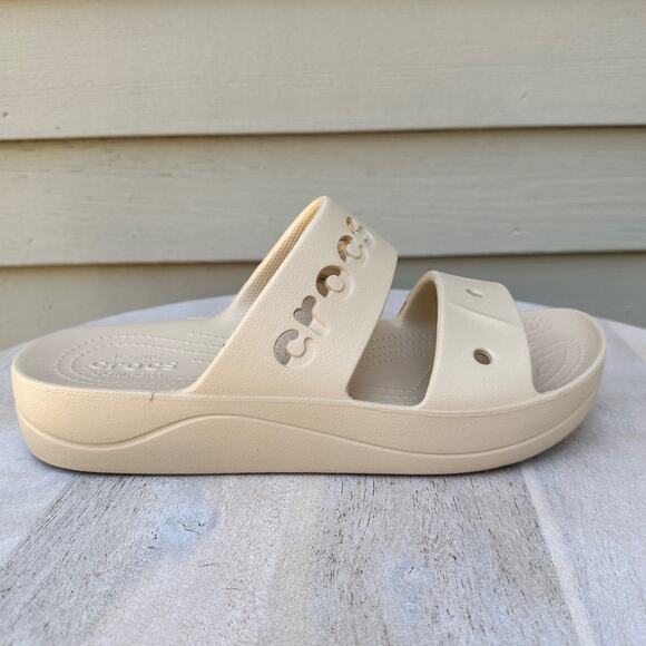 Crocs Baya Platform Womens Double Strap Slides Size 10 Chai Tan Beige Sandal New - Picture 8 of 13